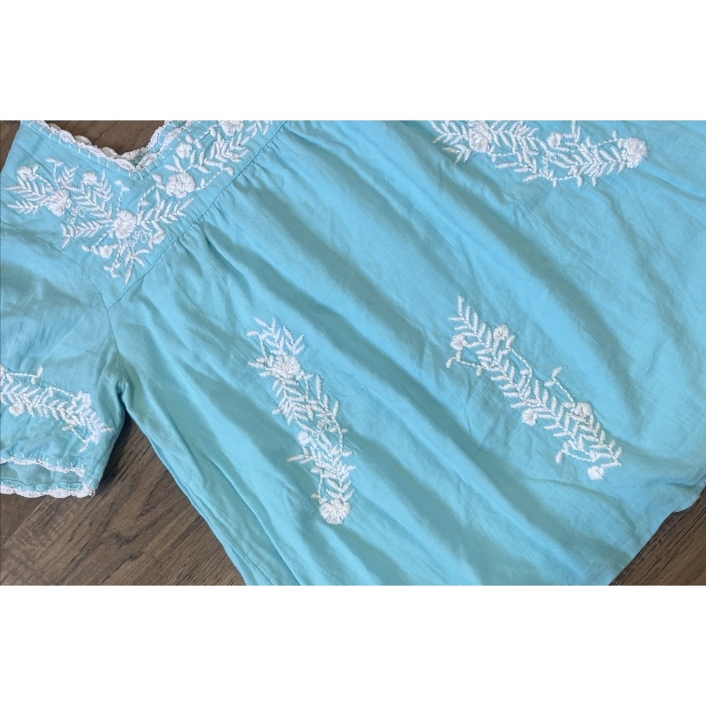 Lilly Pulitzer Tamryn Boho Embroidered Shirt Blouse Blue White Womens XS NEW - Picture 5 of 9